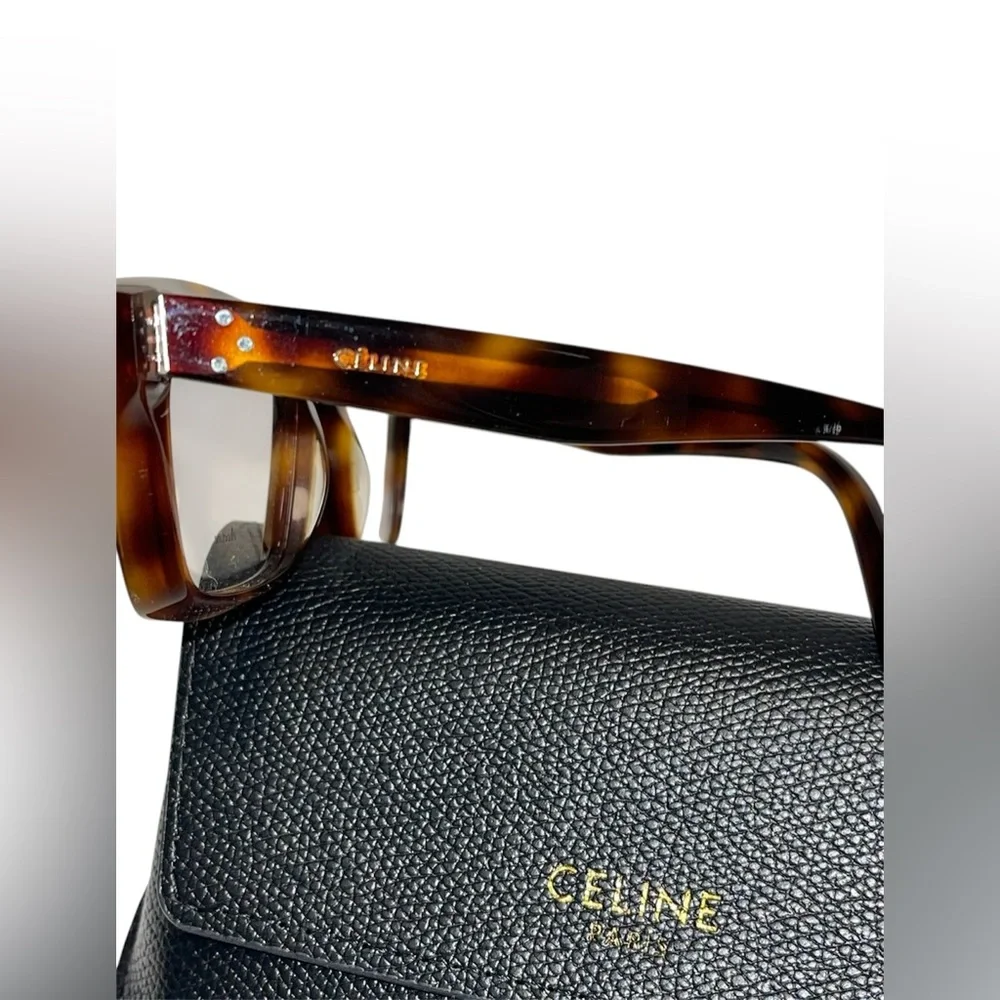 CELINE BOLD 3 DOTS RECTANGULAR FRAME TORTOISE AUTHENTIC WOMEN CL 41466/086/145
